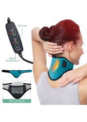 Electric Heating Neck Brace Cervical Vertebra Fatigue Reliever Therapy Neck Pain Relieve Moxibustion Belt Health Care Tool