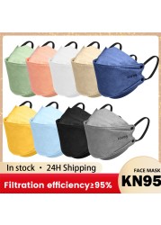 KN95 Black Fish Mask FFP2 Face Mask Morandi Colorful Mascarillas FPP2 Adult KN 95 Respirator Mask ffp2necce Approved 4 Strips Mascara