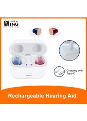 Rechargeable Invisible Hearing Aid V30 Mini Wireless Speaker for Elderly Deaf Adults Ear Care Aids Support