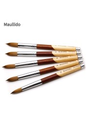 1pc Kolinsky Acrylic Nail Art Brush UV Gel Polish Carving Pen Brush Liquid Powder Nail Drawing Wood Handle Minh Hair Brushes Set