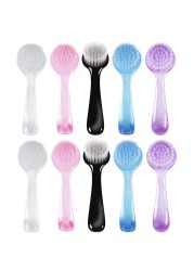 3Pcs Soft Plastic Nail Brush Dust Removal Make Up Washing Brushes Nail Art Dust Powder Round Head Clean Brush With Pedicure Cover