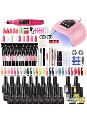 Nail Set With Nail Lamp Nail Dryer Manicure Drill Machine Manicure Set Kit Polygels Nail Gel Polish Set Soak Off Nail Art Tools Kits