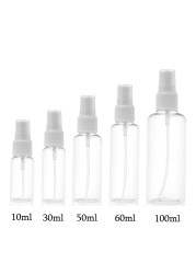 100pcs Clear Plastic Empty Spray Bottle 10ml/20ml/30ml/50ml/60ml/100ml Refillable Vial