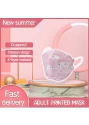 New Dust and Fog Proof Four Layer Protective Color Spunlaced Printed Kawaii Kn95 Age Limit Adult Summer Disposable Mask