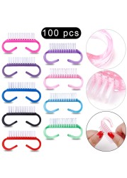 10/50/100pcs New Acrylic Nail Cleaning Brush Dust Removal Brush Nail Pedicure Plastic Gel Manicure Brushes Handle Scrubbing Tool