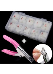 500pcs/box Clear Artificial False Nail Tips Capsule with Nails Cutter Coffin French Full Cover Fake Nails Manicure Tools