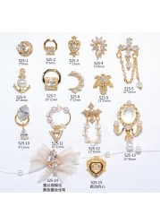 Nail Art Jewelry Diamond Jewelry New Beating Heart Bowknot Lace Pearl Chain Super Flash Zircon Nail Accessories