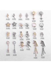 Nail Art Accessories Real Gold Micro Inlaid Zircon Nail Diamond Pentagram Cat's Eye Crane Nail Art Decoration G-2215