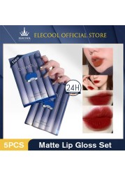 5 sticks set lip gloss lasting matte velvet non-fading lipstick waterproof lip tint korean cosmetics makeup lip gloss female lips