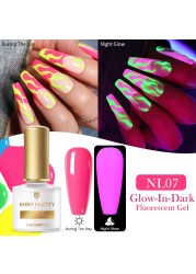 Born Pretty Pink Color Luminous Gel Nail Polish Glow In The Dark Neon Fluorescent Soak Off UV LED Top Coat Semi Permanent Varnish