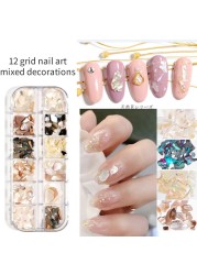 1 Box Irregular Nails Part Abalone Shell Slice DIY Natural Texture Sea Shell Part Mica Stone 3D Ornament Manicure Decoration New