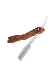 Wood Handle Razor Zinc Alloy Manual Razor Blade for Personal Professional Barbers