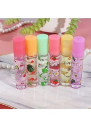 Random 6 Color Roll On Fruit Lip Balm Lip Oil Moisturizing Mirror Lip Gloss Transparent Lipstick Primer Cosmetic Makeup