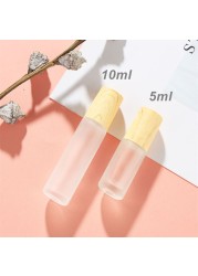 10pcs/lot 5ml10ml Roll On Bottle Thick Frosted Glass Perfume Bottle Doterra Refillable Empty Roller Vial Essential Oils