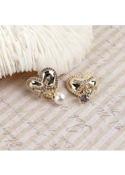 Nail Art Love Heart Zircon Jewelry Real Gold Pendant Love Heart Zircon Pearl Nail Decoration Sticker