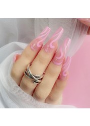 24pcs/box Wearable Fake Nail Set 2022 Popular Full Coverage Nail Art Patch Colorful Beauty Artificial Fake Nails