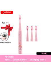 Gollinio Electric Toothbrush Kids Usb Fast Charging GL54B Children's Toothbrush Rechargeable Toothbrush Replacement Head