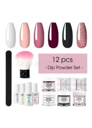 Nail Dipping Powder Brush Base Coat Top Brush Saver Set Dip French Glitter Shinning Nails Glitter Manicure Kit Drop Shipping