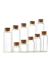 D2TA Small Glass Bottles Jars with Wood Corks Stoppers Small Glass Jars Wishing Bottles Message Bottle for Halo Wedding Gifts