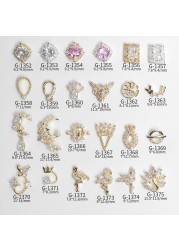 10pcs/lot 3D Luxury Moon Crane Zircon Crystals Rhinestones Pearl Nail Art Jewelry Nail Decorations Accessories Charms Supplies