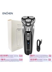 ENCHEN BlackStone Electric Shaver For Men Type C Rechargeable Beard Shaver Intelligent Control Travel Lock 100% New Version