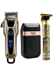 Professional Barber Hair Clipper Rechargeable Electric Finish Cutting Machine Beard Trimmer Cordless Shaver Corded