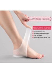 1 Pair Unisex Invisible Height Lift Increase Silicone Foot Socks Insoles Foot Skin Care Tools Women Men Height Lift Insole