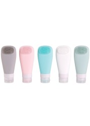 D2TA Silicone Travel Shampoo Bottle with Brush Container Shampoo Tubes Kit Leak Proof Refillable Liquid Holder for Lotion Soap Cream