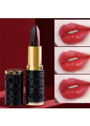 1pc Three Colors Black Lipstick Tube Rose Diamond Matte Velvet Lipstick Long Lasting Waterproof Full Color Sexy Lips Makeup