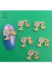 LEAMX 10pcs/bag Clear Rhinestones Nails Art Decorations Beautiful Girls Nail DIY 3D Gems Alloy Nail Diamond Charms Supply L413