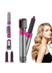 5 In1 Electric Hair Dryer Brush Comb Hot Air Hair Curler Styler Volumizer Negative Ion Straightener Barber Shop Blow Dryer Set