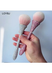 Loebig Luxury Diamond Makeup Brushes Set Shiny Loose Powder Foundation Blush Highlighter Brush Women Face Beauty Tools