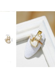 Pearl Shell Japanese Cute Cat Nail Decoration Zircon Diamond Nail Nail