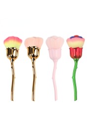 Makeup Brushes Cosmetic Tool Nail Art Brush Soft Clean Dust Rose Flower Shape Foundation Powder Glitter Beauty Manicure Care