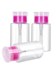 3pcs Push Down Dispenser, Nail Polish Remover Empty Bottle Container, 180ml