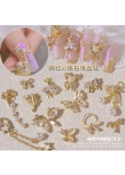 3pcs New Nail Art Zircon Jewelry Bow Pearl Love Necklace Net Red Butterfly Color Retain Nail Decoration Diamond