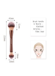 Hourglass Veil Ocean Double-end Makeup Brushes Soft Powder Highlighter Sculpting Blush Bronze Metal Handle Cosmetic Tools