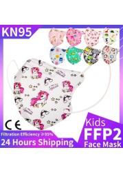 50pcs Children Masks FPP2 KN95 4 Layer 3D Cartoon Printed Anime Face Mask KN95 Mouth Mask Infantil ffp2fan Mask ffp2 Mask