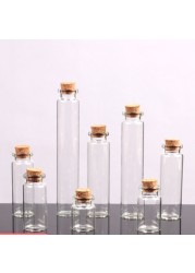 D2TA Mini Bottles With Cork Stopper Mini Vials Mini Transparent Cup Jars Lids Storage Container For DIY Party Art Craft Projects