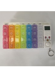 28 Grids Weekly Pill Storage Pill Dispenser Alarm Clock Luminous Alarm Clock Timer Reminder Pill Dispenser