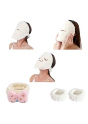 D2TA Hot Face Care Compress Face Towel Headband Wristband Coral Fleece Hair Mask Soft Toweling Hairband Bath Spa