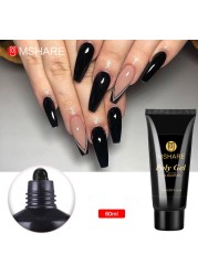 MSHARE Acrylic Gel Black 60ml Poly Builder Crystal Gel Nail Tips UV Builder Nail Extensions