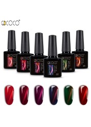 GDCOCO - LED UV Gel Nail Polish, 3D Cat Eye Design, Red Flame Effect, Glitter Nail Polish With Magnet, DIY