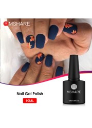 MSHARE Dark Blue Nail Gel Polish Lacquer Base Top Coat Soak Off Uv Led Healing Gel With Dryer Nail 10ml in Plastic Bottle