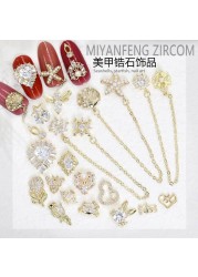 3pcs popular manicure jewelry 3d super flash heart shaped micro inlaid zircon shell starfish chain rivets