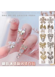 3pcs nail art zircon micro inlaid luxury diamond buttons big bow rabbit pendant nail diamond decorative