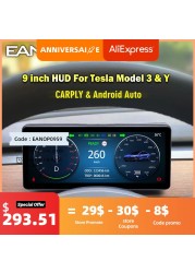 EANOP 9' Digital Touch Screen HUD Instrument Performance LCD Panel For Tesla Model 3 Y Support Wireless Carplay Android Auto