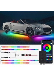 Car Underbody Lights Neon Flexible LED Strip Light Auto Underwater Lamp APP Control Flowing RGB Ambient Atmosphere Lamp