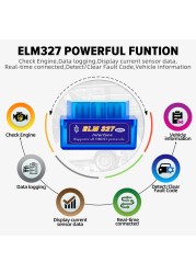 OBD2 Scanner ELM327 V1.5 PIC18F25K80 Bluetooth Compatible Small ELM 327 V2.1 WiFi Code Reader for Android Car Diagnostic Tool