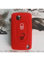 2 Buttons Silicone Car Key Case Flip Remote Cover Car Key Holder Shell Fob for Citroen C2 C3 C4 C8 Peugeot 308 207 307 3008 5008